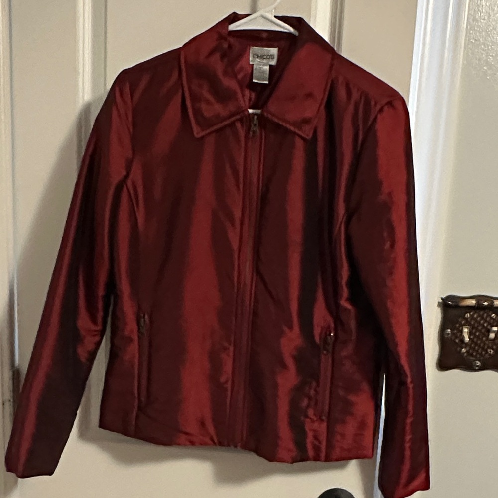 Chico's Deep Red Bomber Jacket